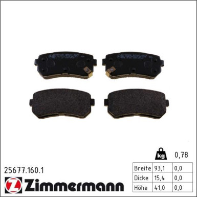 Zimmermann Bremsbelagsatz, Scheibenbremse 25677.160.1