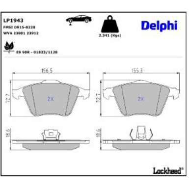 Delphi Bremsbelagsatz, Scheibenbremse LP1943