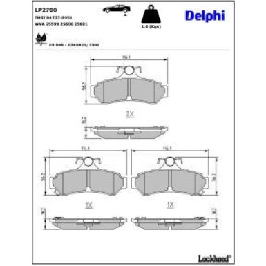 Delphi Bremsbelagsatz, Scheibenbremse LP2700