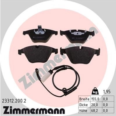 Zimmermann | Bremsbelagsatz, Scheibenbremse | 23312.200.2