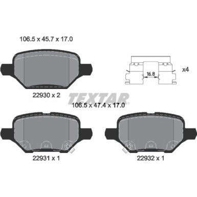 Textar Bremsbelagsatz, Scheibenbremse Q+ 2293001