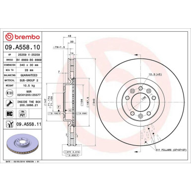 Brembo Bremsscheibe PRIME LINE - UV Coated 09.A558.11