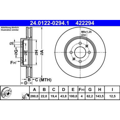 ATE | Bremsensatz, Scheibenbremse | 24.0122-0294.1, 13.0460-5548.2
