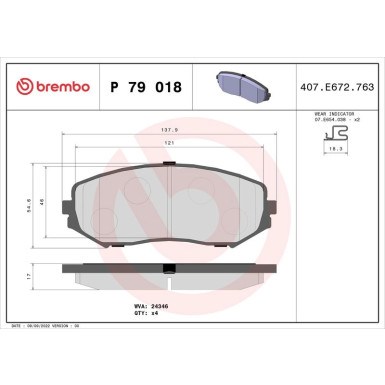 Brembo Bremsbelagsatz, Scheibenbremse PRIME LINE P 79 018