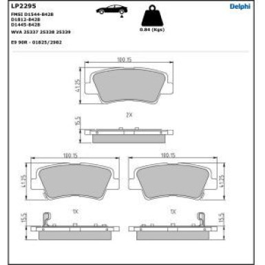 Delphi Bremsbelagsatz, Scheibenbremse LP2295