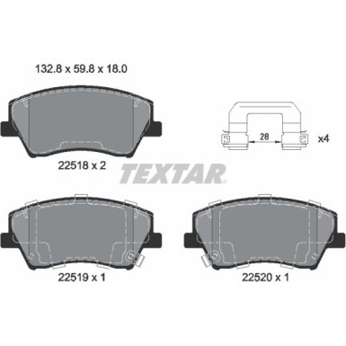Textar | Bremsbelagsatz, Scheibenbremse | 2251801
