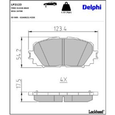 Delphi Bremsbelagsatz, Scheibenbremse LP2123