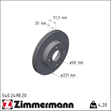 Zimmermann Bremsscheibe Coat Z 540.2498.20