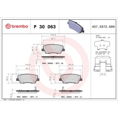 Brembo Bremsbelagsatz, Scheibenbremse PRIME LINE P 30 063