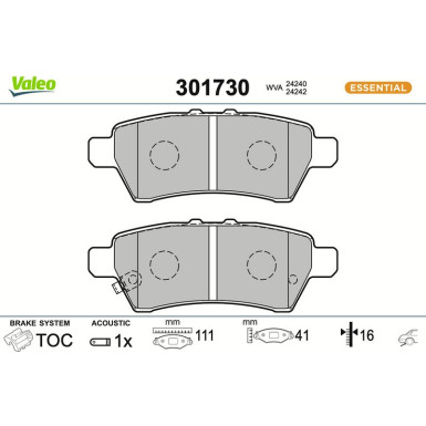 Valeo Bremsbelagsatz, Scheibenbremse ESSENTIAL 301730