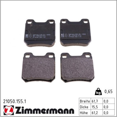Zimmermann Bremsbelagsatz, Scheibenbremse 21050.155.1