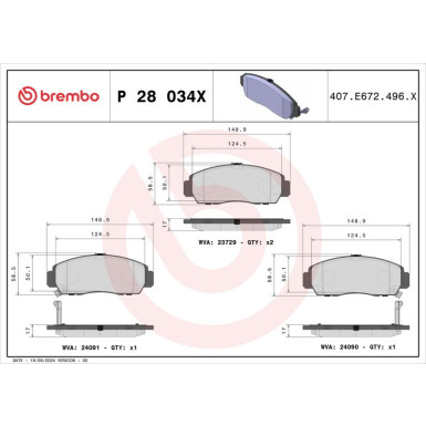 Brembo Bremsbelagsatz, Scheibenbremse XTRA LINE P 28 034X