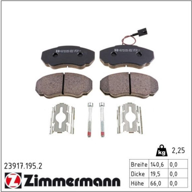 Zimmermann Bremsbelagsatz, Scheibenbremse 23917.195.2