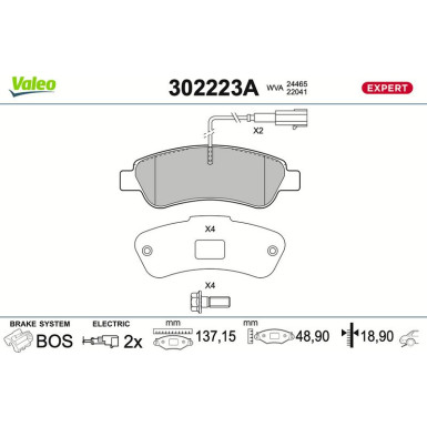 Valeo | Bremsbelagsatz, Scheibenbremse | 302223A