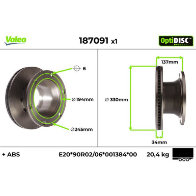 Valeo | Bremsscheibe | 187091