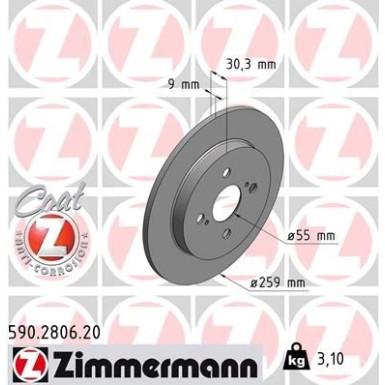 Zimmermann | Bremsscheibe | 590.2806.20