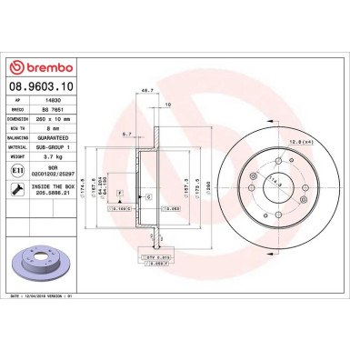 Brembo | Bremsscheibe | 08.9603.10
