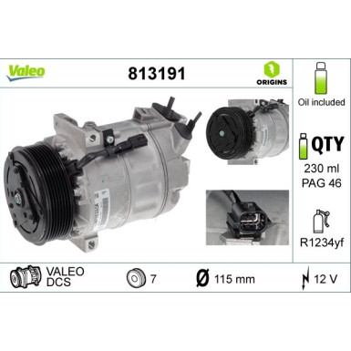 813191 Kompressor, Klimaanlage VALEO ORIGINS - NEW O.E. TECHNOLOGIE