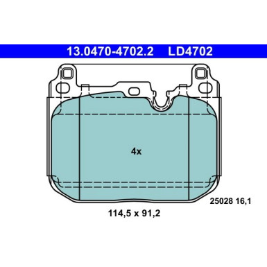 Bremsbelagsatz, Scheibenbremse ATE Ceramic 13.0470-4702.2