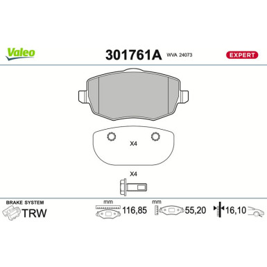 301761A Bremsbelagsatz, Scheibenbremse EXPERT