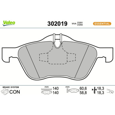 302019 Bremsbelagsatz, Scheibenbremse ESSENTIAL