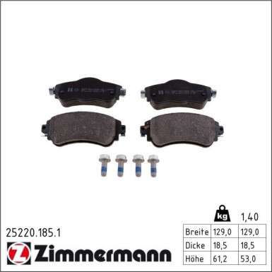 Zimmermann Bremsbelagsatz, Scheibenbremse 25220.185.1