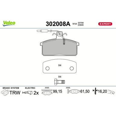 302008A Bremsbelagsatz, Scheibenbremse EXPERT
