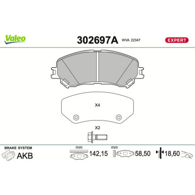 Valeo | Bremsbelagsatz, Scheibenbremse | 302697A