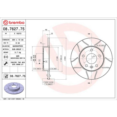 Brembo | Bremsscheibe | 08.7627.75