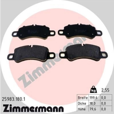 Zimmermann | Bremsbelagsatz, Scheibenbremse | 25983.180.1