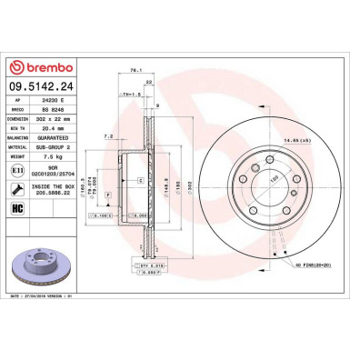 Brembo | Bremsscheibe | 09.5142.24