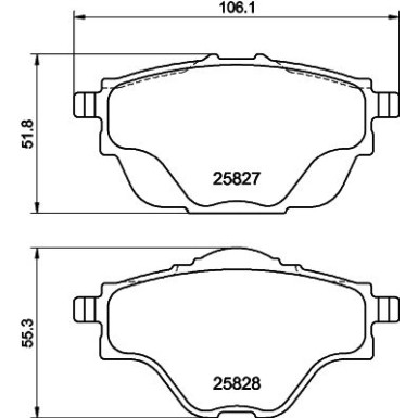 Hella | Bremsbelagsatz, Scheibenbremse | 8DB 355 021-001