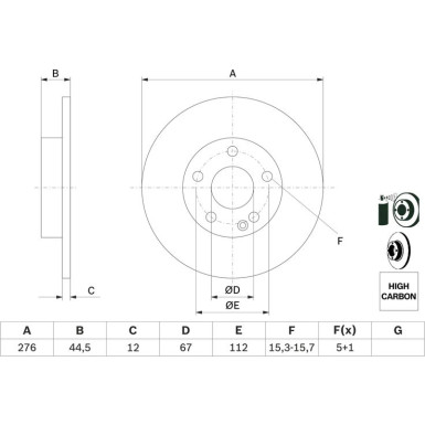 0 986 479 185 Bremsscheibe 0 986 479 185 Bremsscheibe