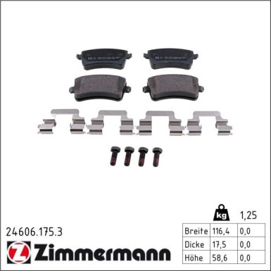 Zimmermann Bremsbelagsatz, Scheibenbremse 24606.175.3