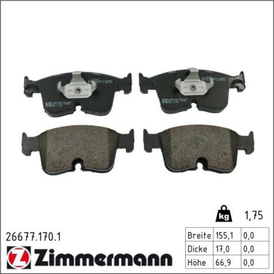 Zimmermann Bremsbelagsatz, Scheibenbremse 26677.170.1