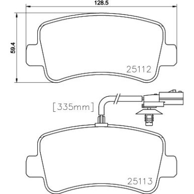 Hella | Bremsbelagsatz, Scheibenbremse | 8DB 355 015-301