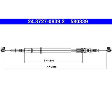 24.3727-0839.2 Seilzug, Feststellbremse 24.3727-0839.2 Seilzug, Feststellbremse