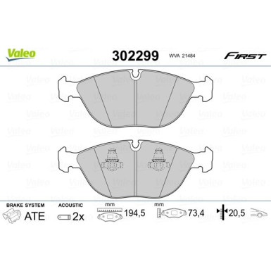 Valeo | Bremsbelagsatz, Scheibenbremse | 302299