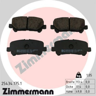 Zimmermann | Bremsbelagsatz, Scheibenbremse | 25434.175.1