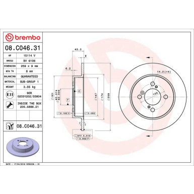 Brembo | Bremsscheibe | 08.C046.31