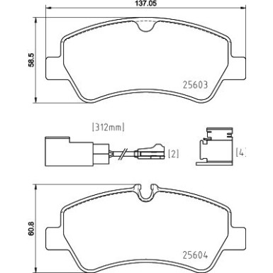 Hella | Bremsbelagsatz, Scheibenbremse | 8DB 355 025-161