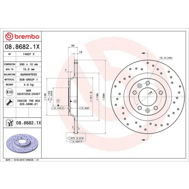 08.8682.1X Bremsscheibe XTRA LINE - Xtra