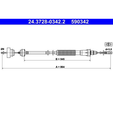24.3728-0342.2 Seilzug, Kupplungsbetätigung