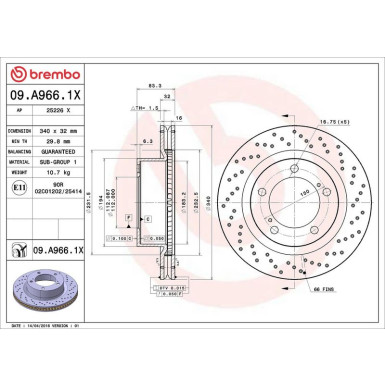 09.A966.1X Bremsscheibe XTRA LINE - Xtra