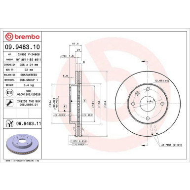 09.9483.11 Bremsscheibe PRIME LINE - UV Coated 09.9483.11 Bremsscheibe PRIME LINE - UV Coated
