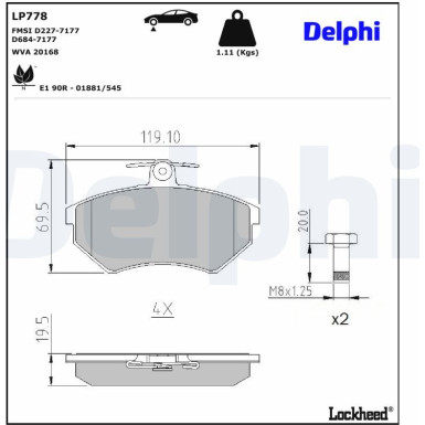 LP778 Bremsbelagsatz, Scheibenbremse