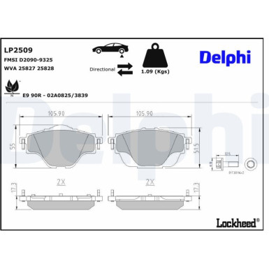 Delphi | Bremsbelagsatz, Scheibenbremse | LP2509