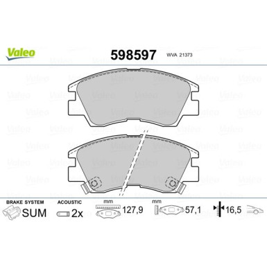 Valeo | Bremsbelagsatz, Scheibenbremse | 598597