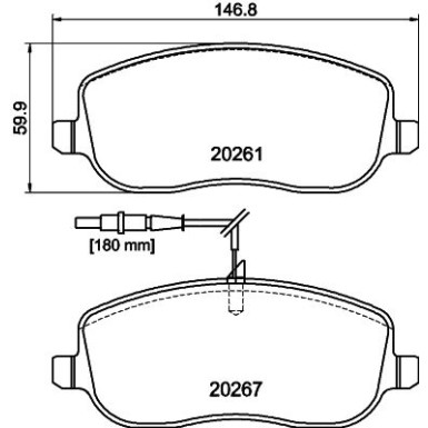 Hella | Bremsbelagsatz, Scheibenbremse | 8DB 355 010-501