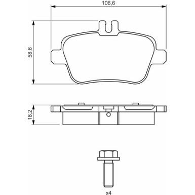 BOSCH Bremsbelagsatz, Scheibenbremse 0 986 494 664